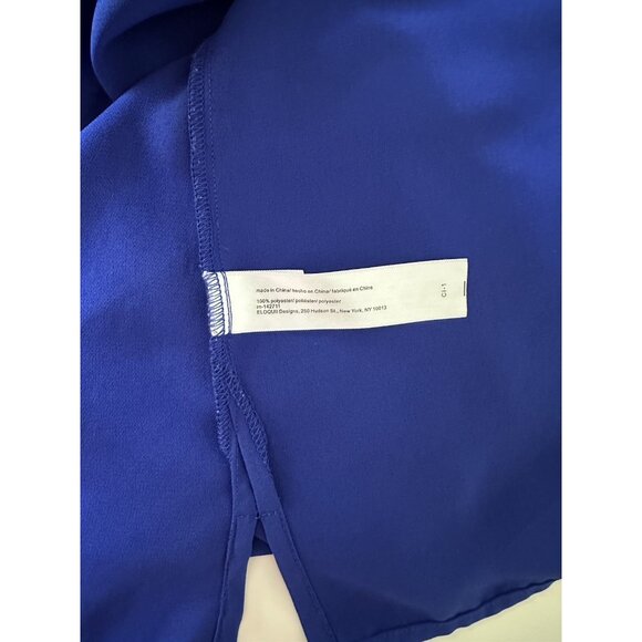 ELOQUII Womens Royal Blue Flutter Sleeve Sheer Tie Neck Blouse Plus Size 24 - Picture 5 of 6